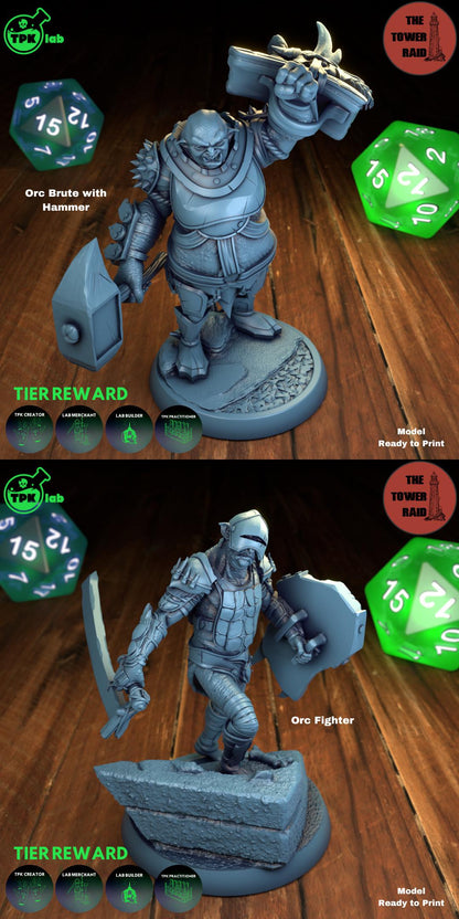 Orc Soldiers, Tower Raid, Warriors Fighters | Tabletop Gaming Miniature | TPKLab
