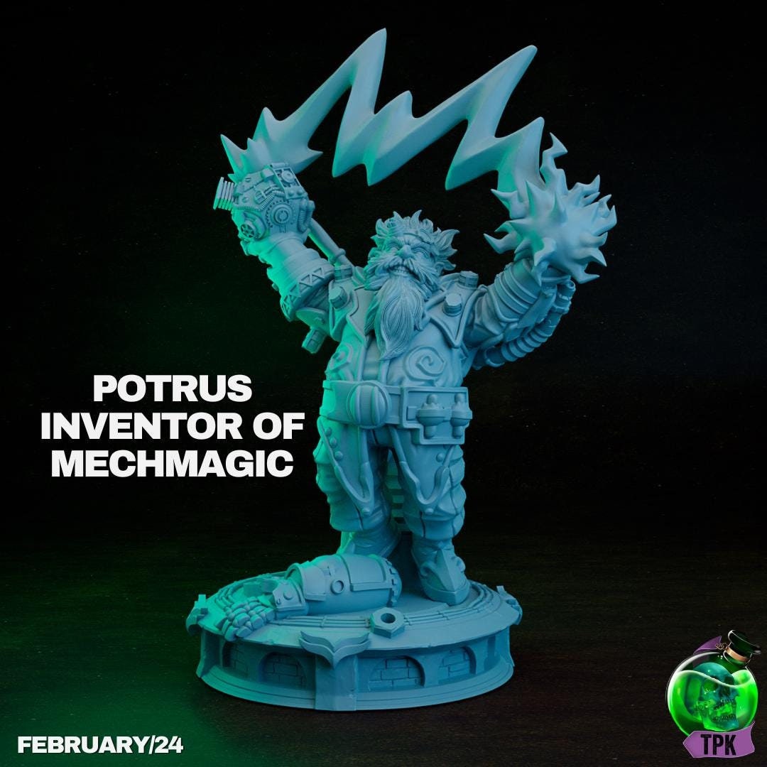 Potrus Mechmagic Inventor, Artificer | Tabletop Gaming Miniature | TPKLab