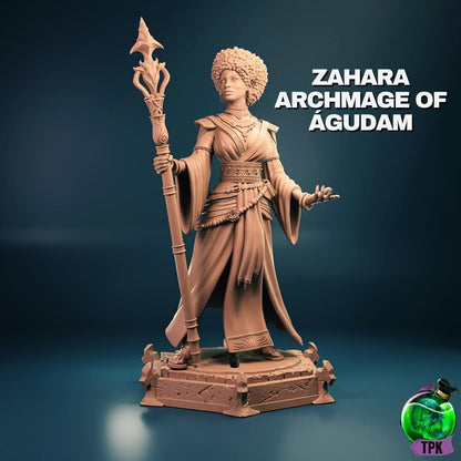 Zahara, Archmage of Agudam, Wizard, Sorcerer, Sorceress, Mage | Tabletop Gaming Mini or Display Figure | TPKLab