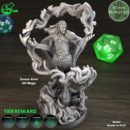 Zenon Anur, Elven Mage | Tabletop Gaming Miniature | TPKLab