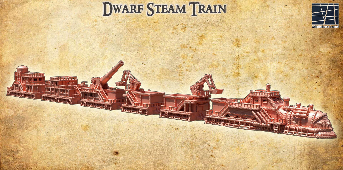 Dwarf Steam Train | 28mm Scale Model Terrain | D&D TTRPG Playable 3D Printed Building | MiniatureLand