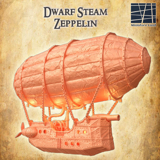 Dwarf Steam Zeppelin | 28mm Scale Model Terrain | D&D TTRPG Playable 3D Printed Building | MiniatureLand