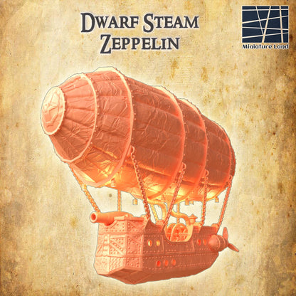 Dwarf Steam Zeppelin | 28mm Scale Model Terrain | D&D TTRPG Playable 3D Printed Building | MiniatureLand
