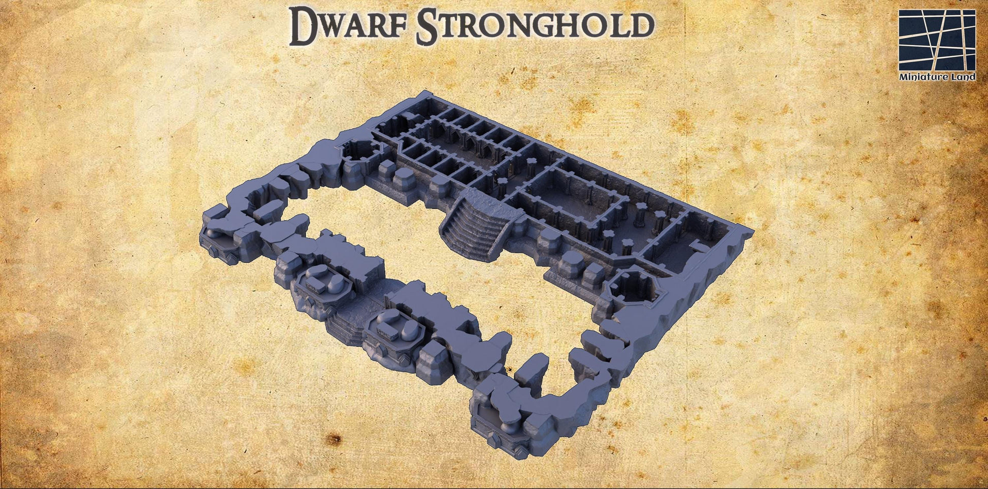 Dwarf Stronghold | 28mm Scale Model Terrain | D&D TTRPG Playable 3D Printed Building | MiniatureLand