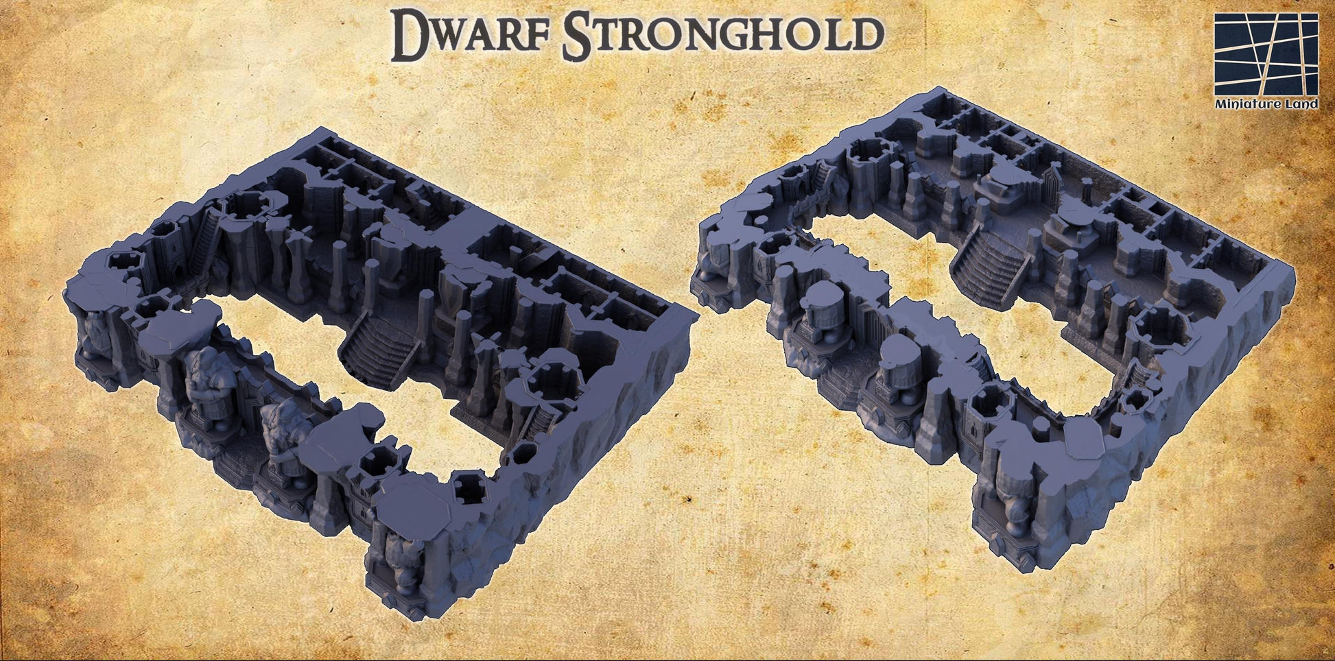Dwarf Stronghold | 28mm Scale Model Terrain | D&D TTRPG Playable 3D Printed Building | MiniatureLand