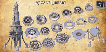 Arcane Library | 28mm Scale Model Terrain | D&D TTRPG Playable 3D Printed Building | MiniatureLand