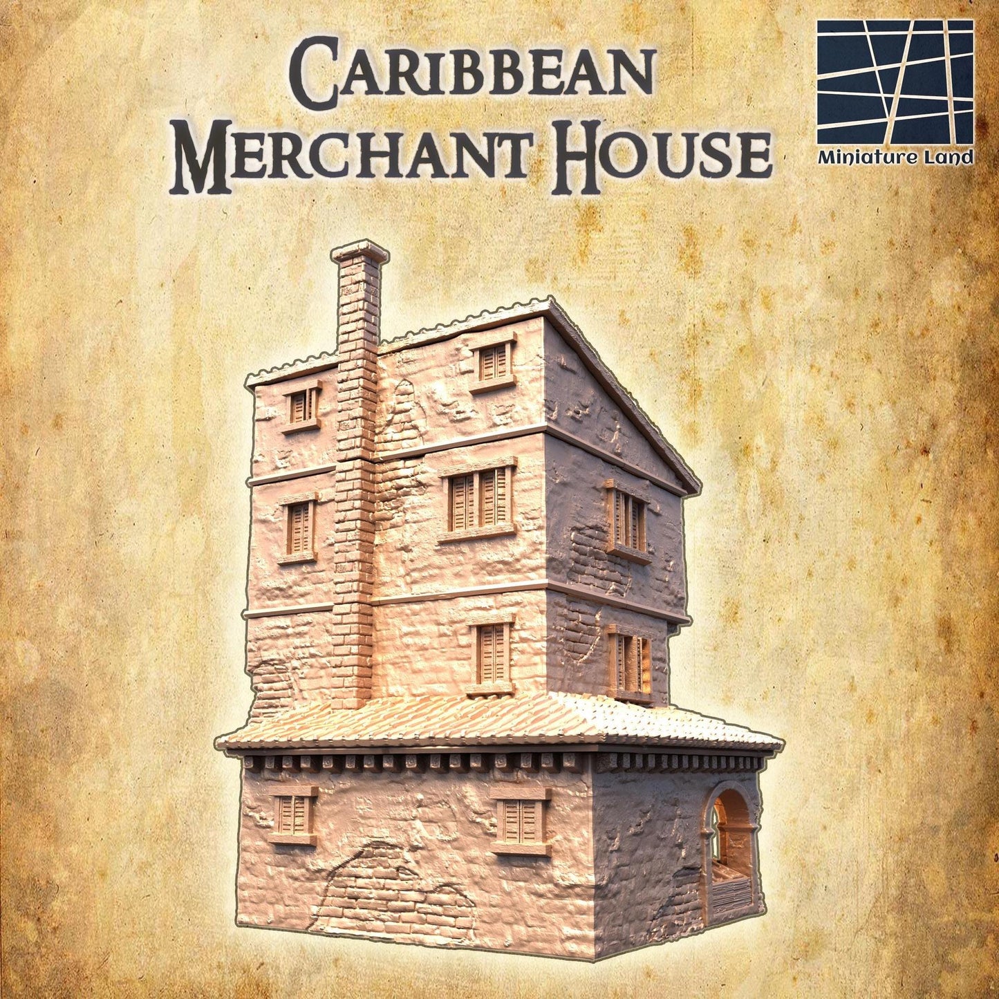 Caribbean Market House | 28mm Scale Model Terrain | D&D TTRPG Playable 3D Printed Building | MiniatureLand
