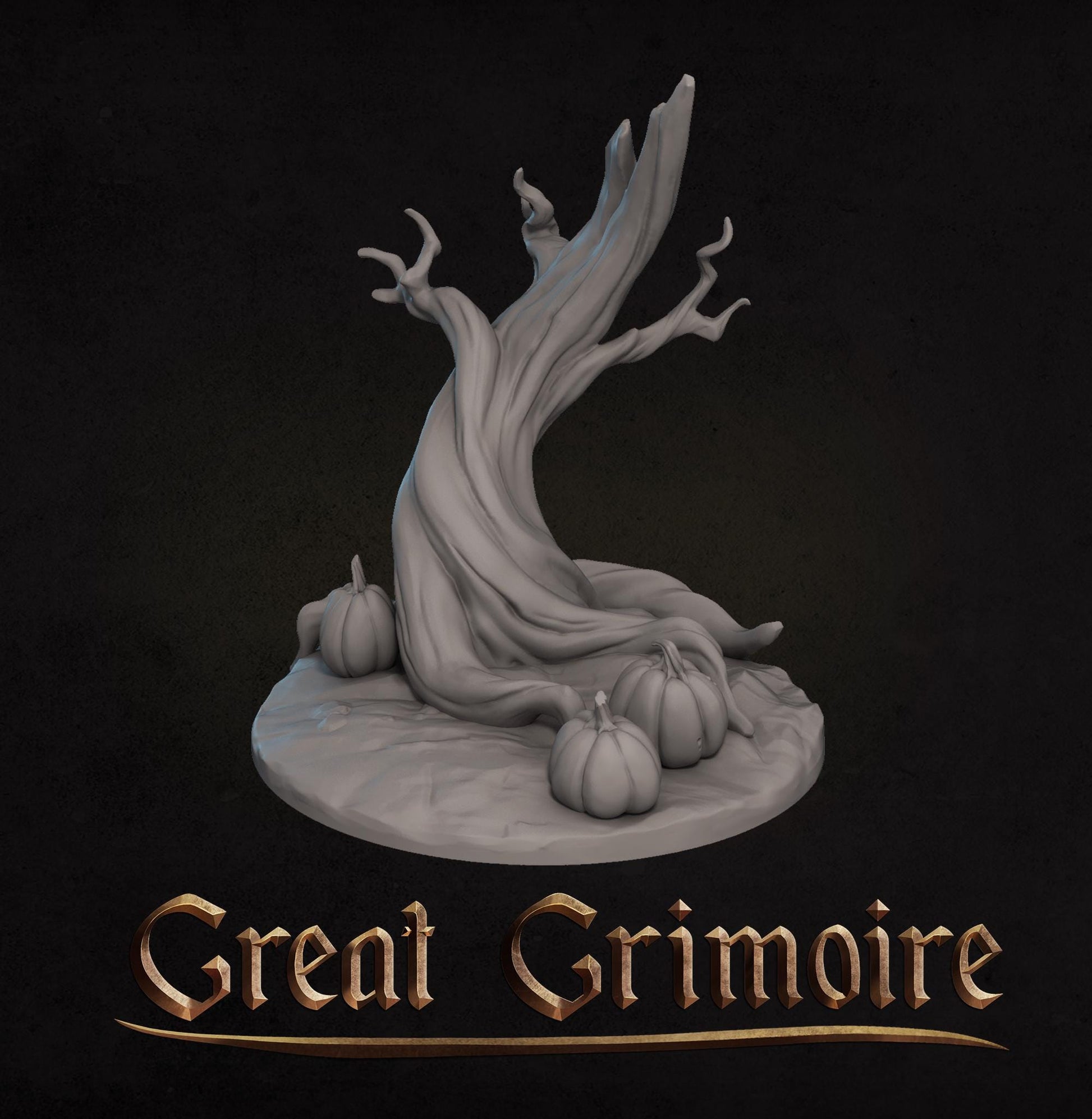 Miniature cemetery scatter set including tree, tombstone, coffin, gate, and fence from Tattles Told 3D for tabletop gaming.