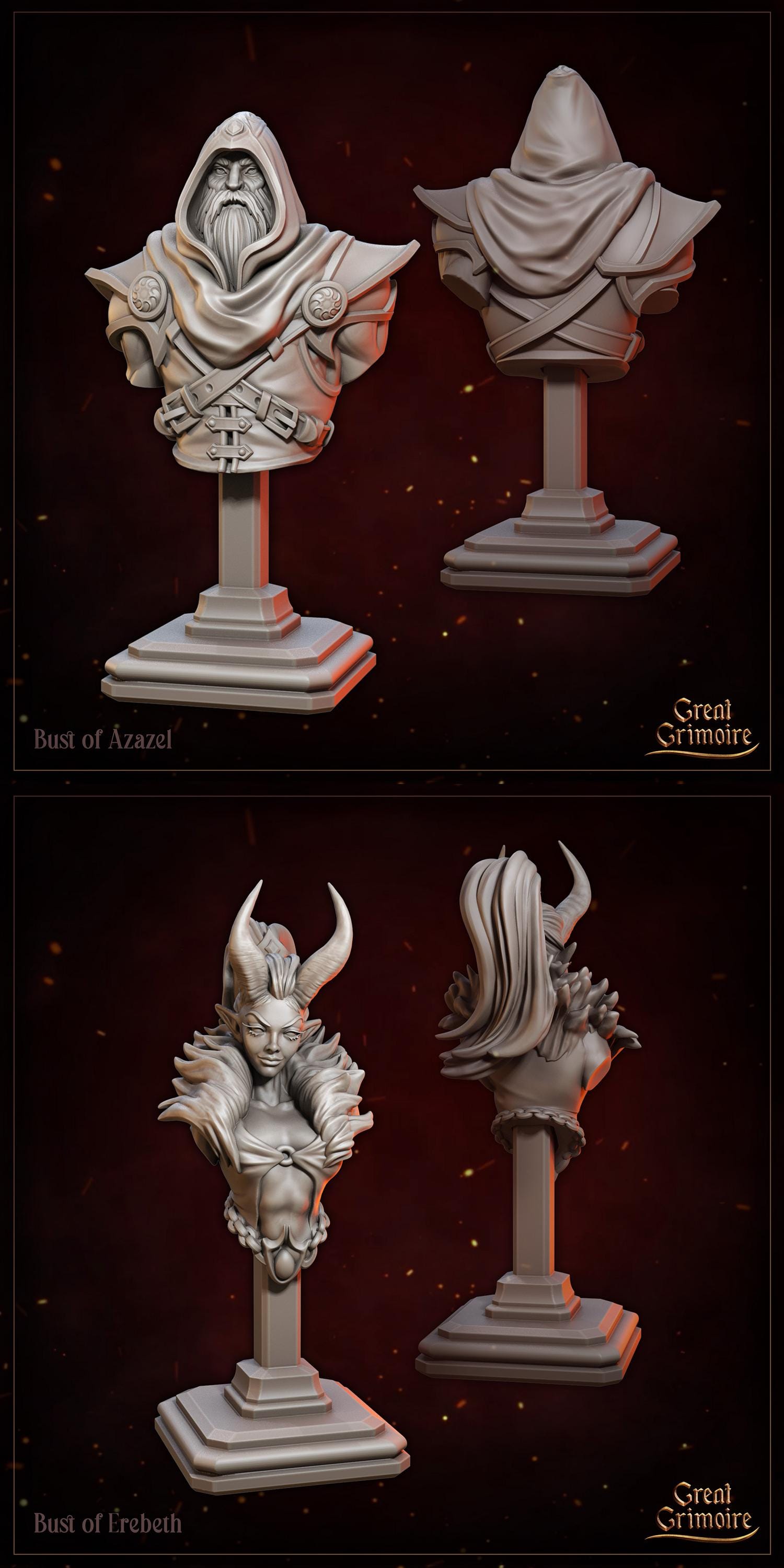 Chained by Shadow, Tieflings, Devil, Hell, Demon | Tabletop Gaming 3D Print Miniature or Bust Collection | Great Grimoire