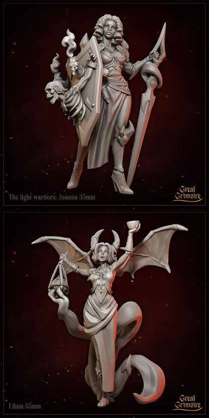 Chained by Shadow, Tieflings, Devil, Hell, Demon | Tabletop Gaming 3D Print Miniature or Bust Collection | Great Grimoire