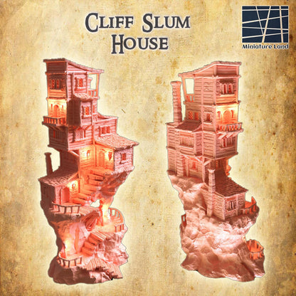Cliff Slum House | 28mm Scale Model Terrain | D&D TTRPG Playable 3D Printed Building | MiniatureLand