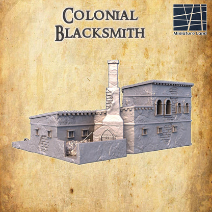 Colonial Blacksmith | 28mm Scale Model Terrain | D&D TTRPG Playable 3D Printed Building | MiniatureLand