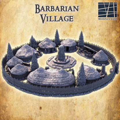 Barbarian Huts | 28mm Scale Model Terrain | D&D TTRPG Playable 3D Printed Building | MiniatureLand