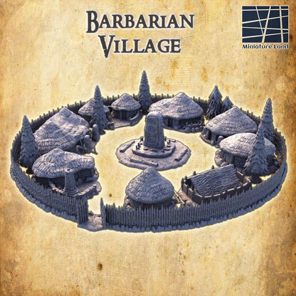 Barbarian Huts | 28mm Scale Model Terrain | D&D TTRPG Playable 3D Printed Building | MiniatureLand