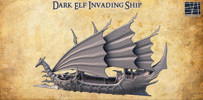 Dark Elf Invading Ship | 28mm Scale Model Terrain | D&D TTRPG Playable 3D Printed Building | MiniatureLand