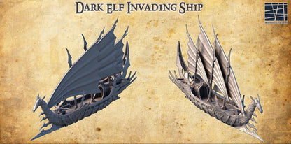 Dark Elf Invading Ship | 28mm Scale Model Terrain | D&D TTRPG Playable 3D Printed Building | MiniatureLand
