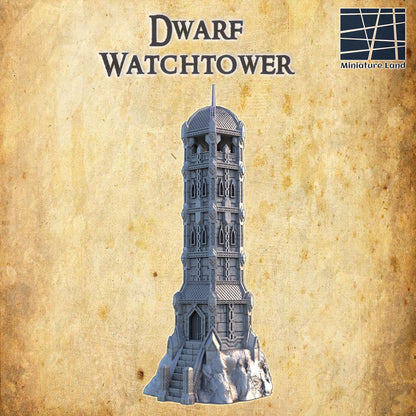 Dwarf Watchtower | 28mm Scale Model Terrain | D&D TTRPG Playable 3D Printed Building | MiniatureLand