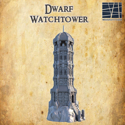 Dwarf Watchtower | 28mm Scale Model Terrain | D&D TTRPG Playable 3D Printed Building | MiniatureLand
