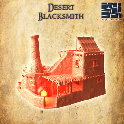 Desert Blacksmith | 28mm Scale Model Terrain | D&D TTRPG Playable 3D Printed Building | MiniatureLand