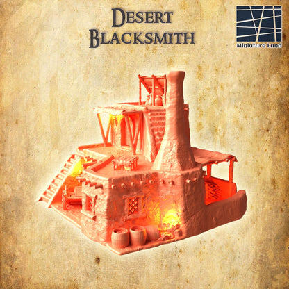 Desert Blacksmith | 28mm Scale Model Terrain | D&D TTRPG Playable 3D Printed Building | MiniatureLand
