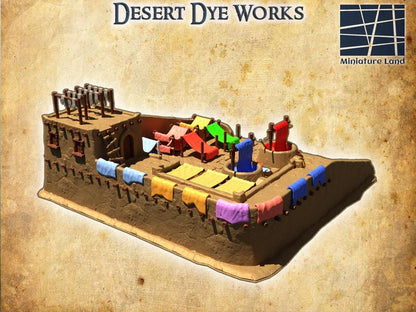 Desert Dye Works | 28mm Scale Model Terrain | D&D TTRPG Playable 3D Printed Building | MiniatureLand
