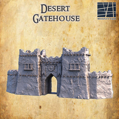 Desert Gate House | 28mm Scale Model Terrain | D&D TTRPG Playable 3D Printed Building | MiniatureLand