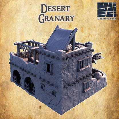 Desert Granary | 28mm Scale Model Terrain | D&D TTRPG Playable 3D Printed Building | MiniatureLand
