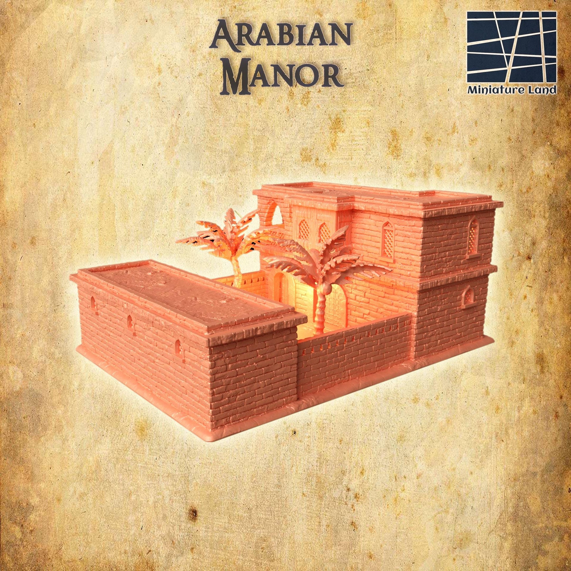 Desert Manor | 28mm Scale Model Terrain | D&D TTRPG Playable 3D Printed Building | MiniatureLand