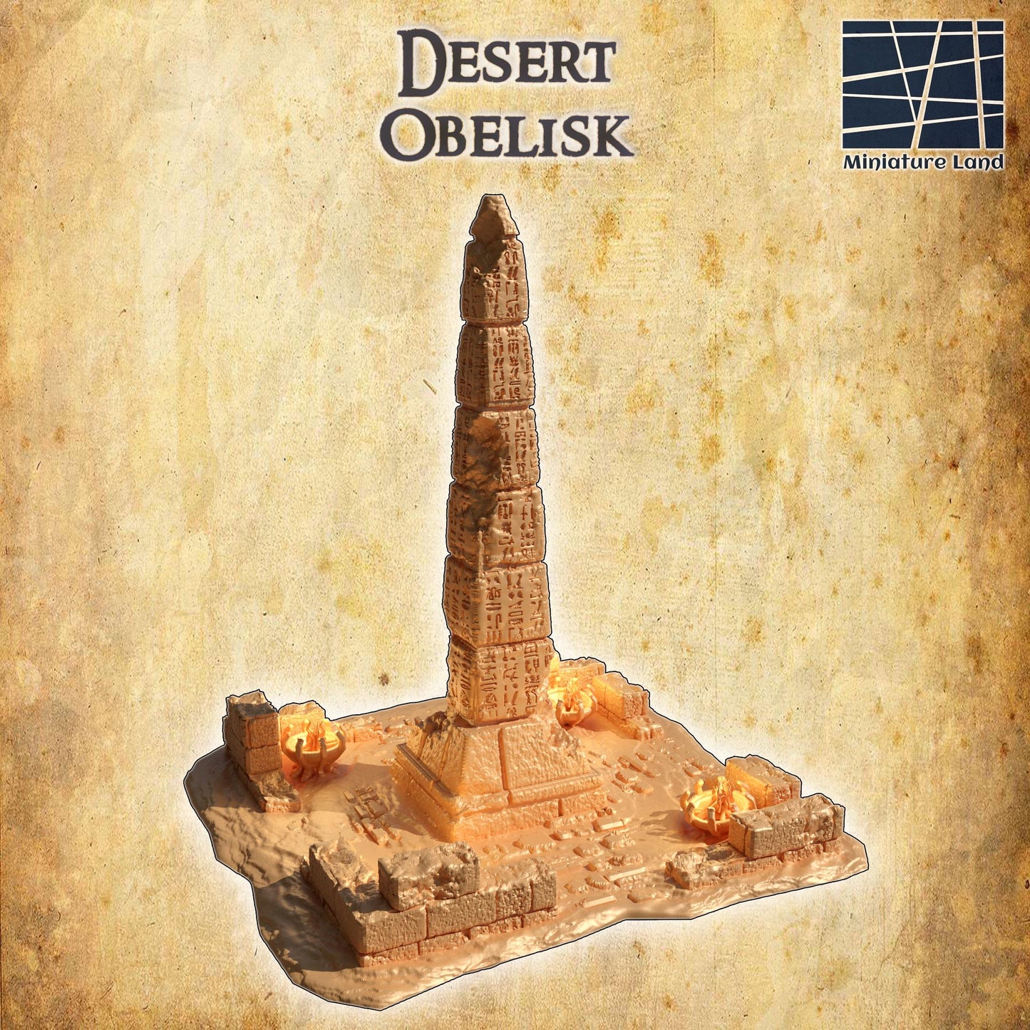 Desert Obelisk | 28mm Scale Model Terrain | D&D TTRPG Playable 3D Printed Building | MiniatureLand
