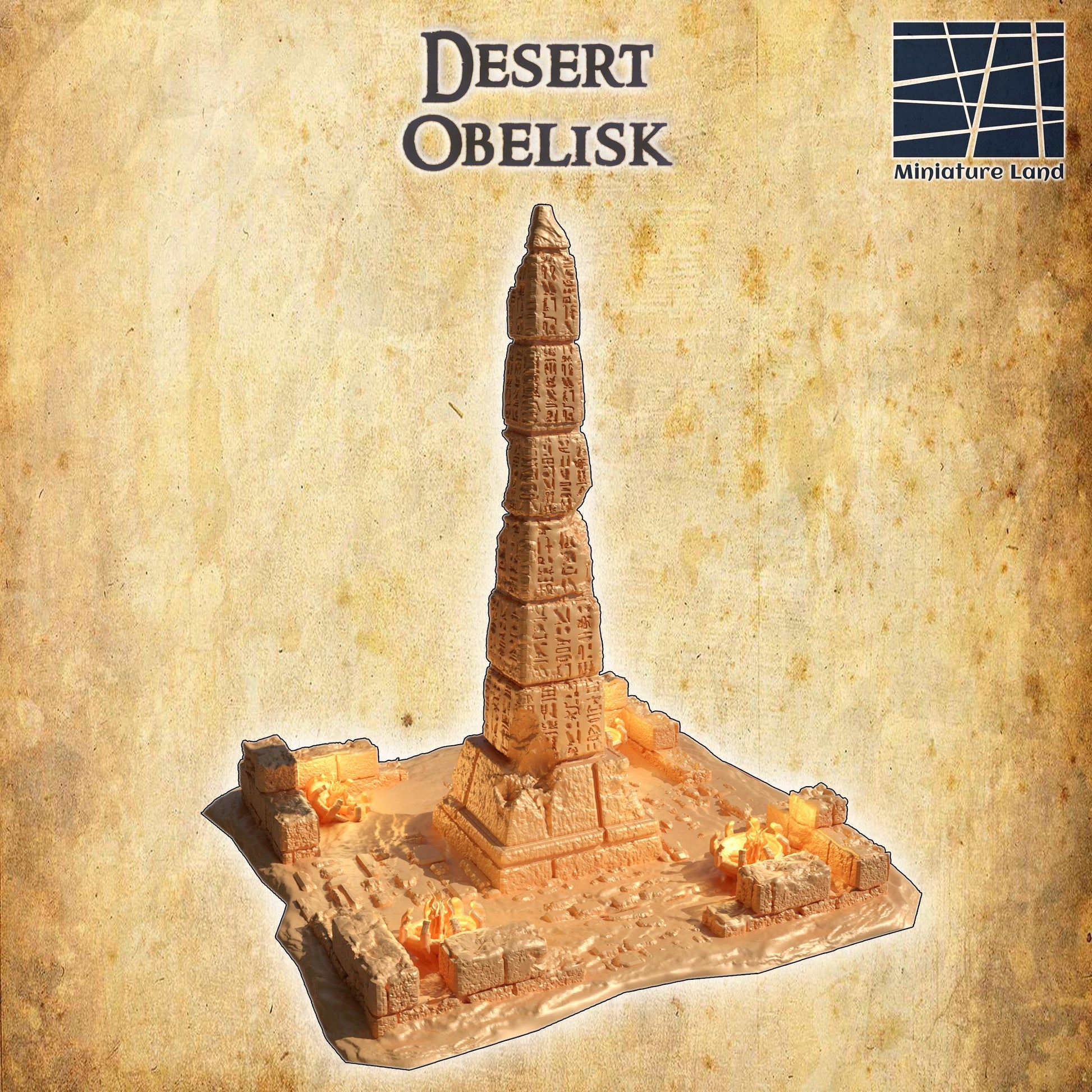 Desert Obelisk | 28mm Scale Model Terrain | D&D TTRPG Playable 3D Printed Building | MiniatureLand