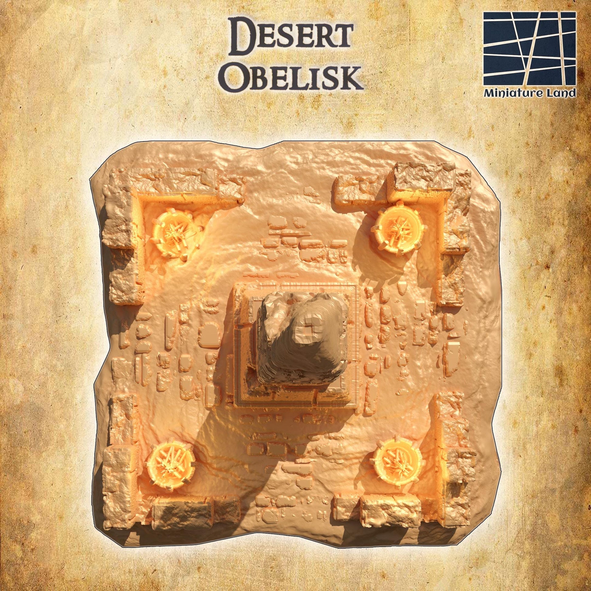 Desert Obelisk | 28mm Scale Model Terrain | D&D TTRPG Playable 3D Printed Building | MiniatureLand