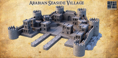Desert Seaside Village | 28mm Scale Model Terrain | D&D TTRPG Playable 3D Printed Building | MiniatureLand
