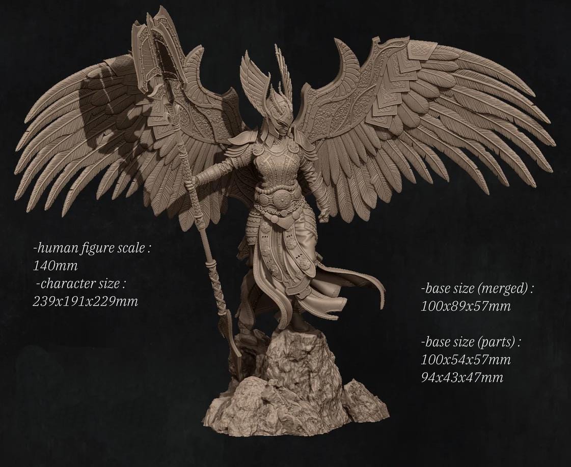 Revna, Aasimar Angel Warrior | Tabletop Gaming Mini or Display Figure | D&D TTRPG Fantasy Miniature | Nerikson