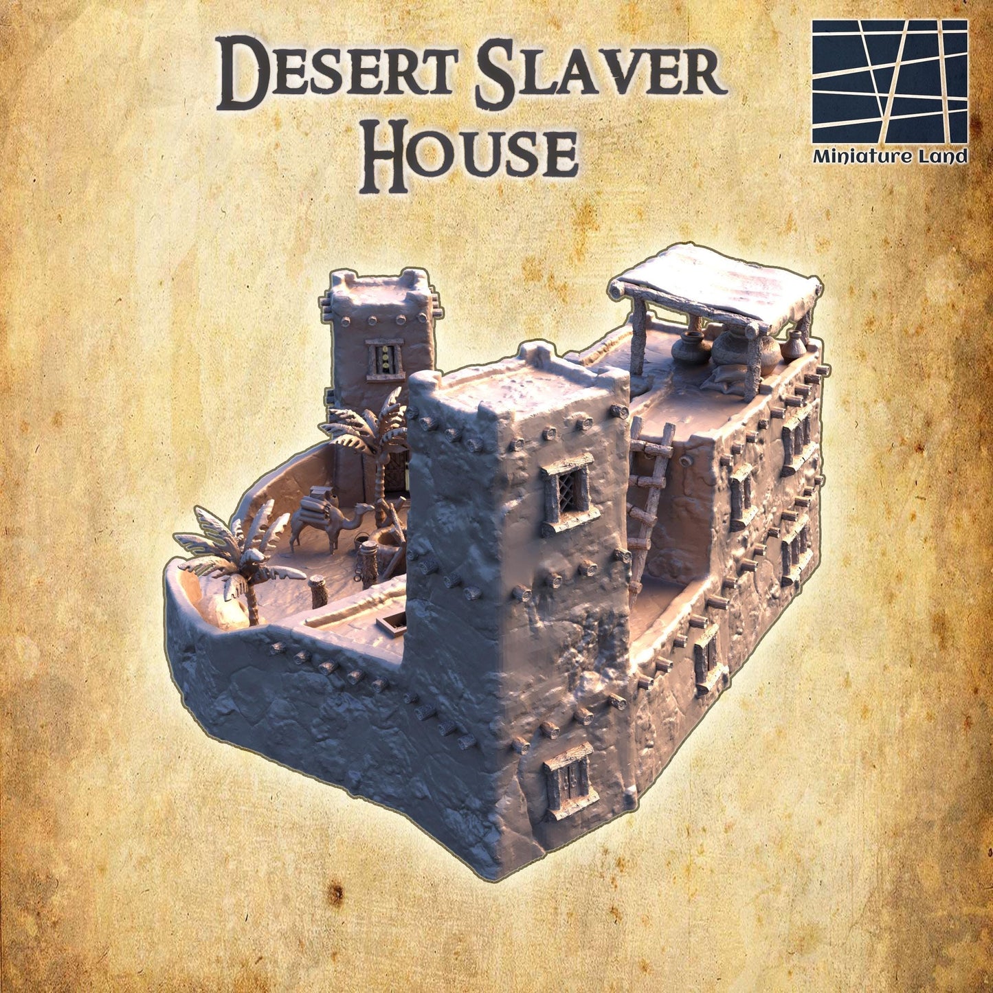 Desert Slaver House | 28mm Scale Model Terrain | D&D TTRPG Playable 3D Printed Building | MiniatureLand