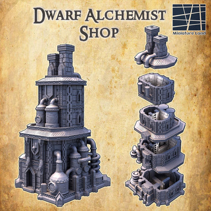 Dwarf Alchemist Shop | 28mm Scale Model Terrain | D&D TTRPG Playable 3D Printed Building | MiniatureLand