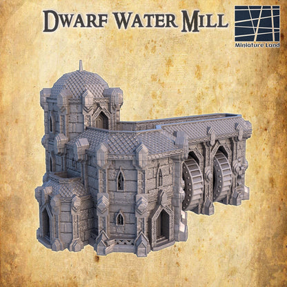 Dwarf Watermill | 28mm Scale Model Terrain | D&D TTRPG Playable 3D Printed Building | MiniatureLand