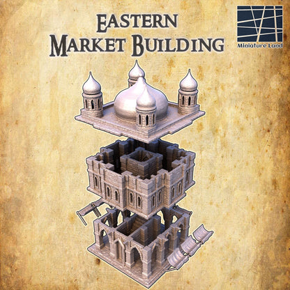 Eastern Marketplace | 28mm Scale Model Terrain | D&D TTRPG Playable 3D Printed Building | MiniatureLand