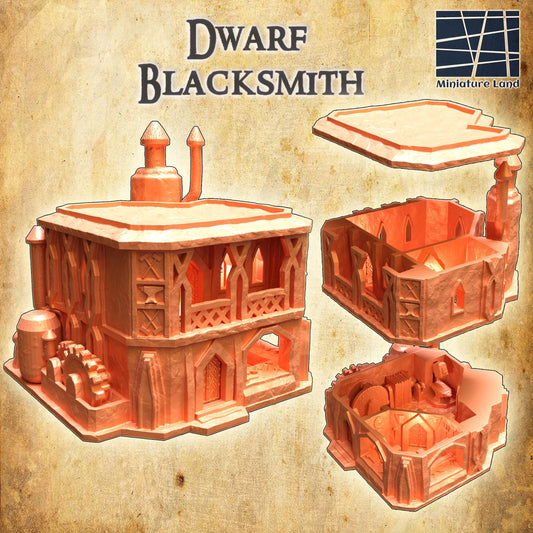 Dwarf Blacksmith House | 28mm Scale Model Terrain | D&D TTRPG Playable 3D Printed Building | MiniatureLand