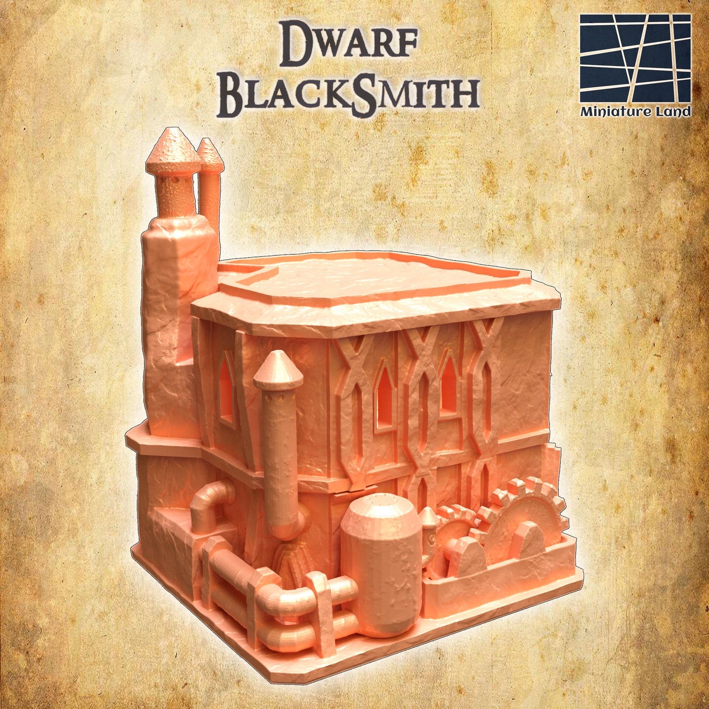 Dwarf Blacksmith House | 28mm Scale Model Terrain | D&D TTRPG Playable 3D Printed Building | MiniatureLand
