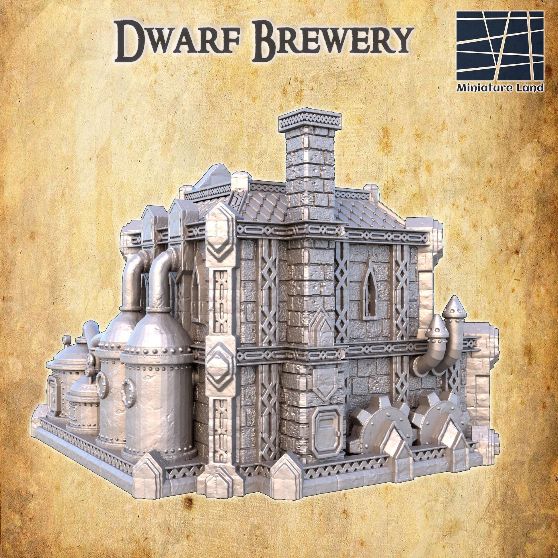 Dwarf Brewery | 28mm Scale Model Terrain | D&D TTRPG Playable 3D Printed Building | MiniatureLand