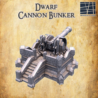 Dwarf Cannon Bunker | 28mm Scale Model Terrain | D&D TTRPG Playable 3D Printed Building | MiniatureLand