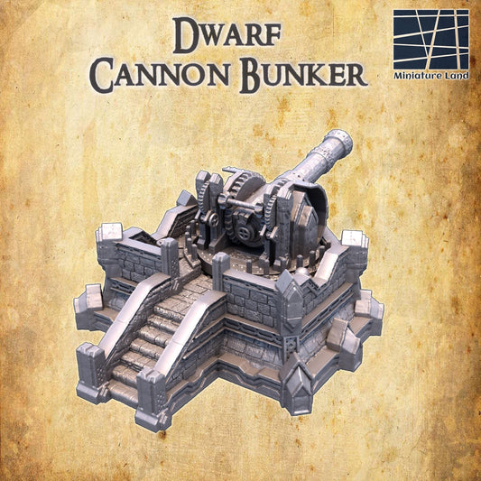 Dwarf Cannon Bunker | 28mm Scale Model Terrain | D&D TTRPG Playable 3D Printed Building | MiniatureLand