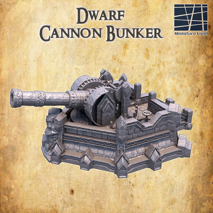 Dwarf Cannon Bunker | 28mm Scale Model Terrain | D&D TTRPG Playable 3D Printed Building | MiniatureLand