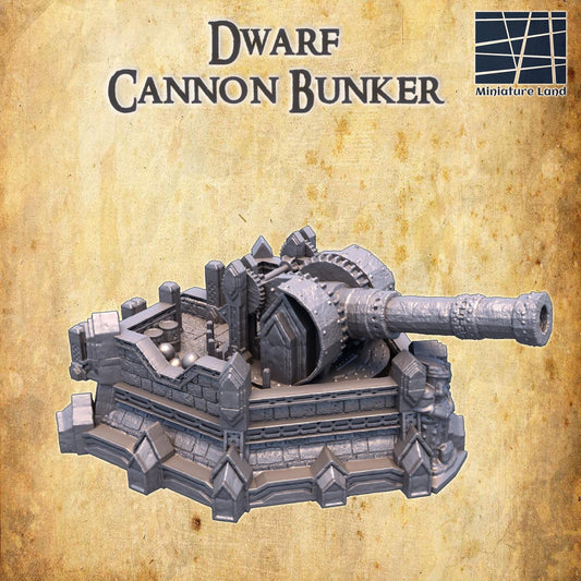 Dwarf Cannon Bunker | 28mm Scale Model Terrain | D&D TTRPG Playable 3D Printed Building | MiniatureLand