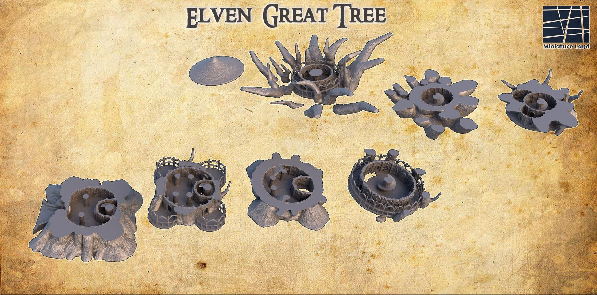 Elven Great Tree | 28mm Scale Model Terrain | D&D TTRPG Playable 3D Printed Building | MiniatureLand