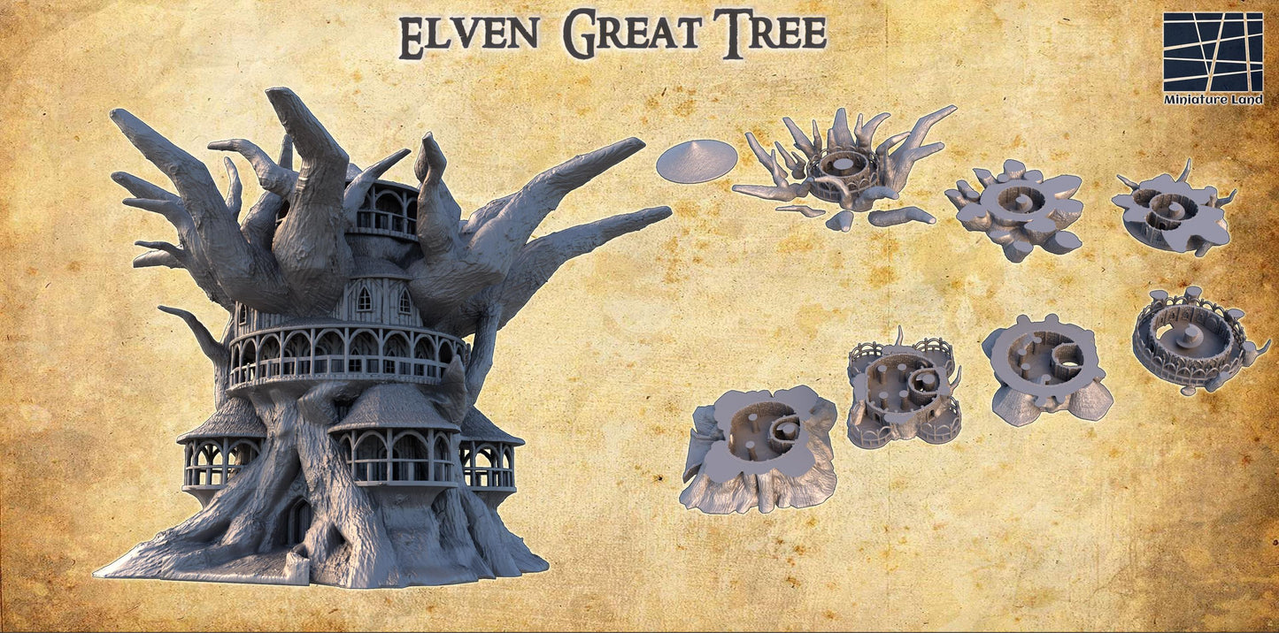 Elven Great Tree | 28mm Scale Model Terrain | D&D TTRPG Playable 3D Printed Building | MiniatureLand