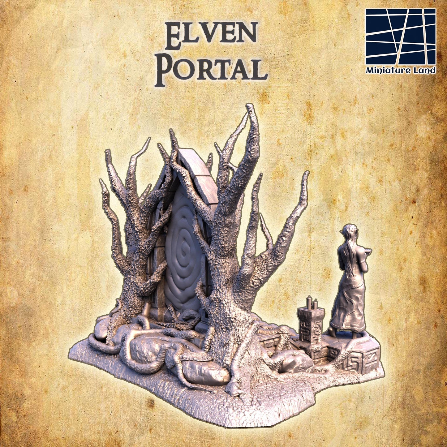 Elven Portal | 28mm Scale Model Terrain | D&D TTRPG Playable 3D Printed Building | MiniatureLand
