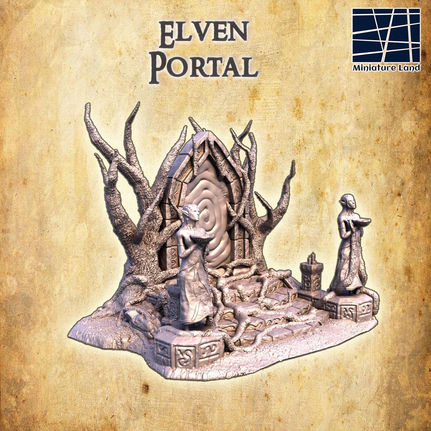 Elven Portal | 28mm Scale Model Terrain | D&D TTRPG Playable 3D Printed Building | MiniatureLand