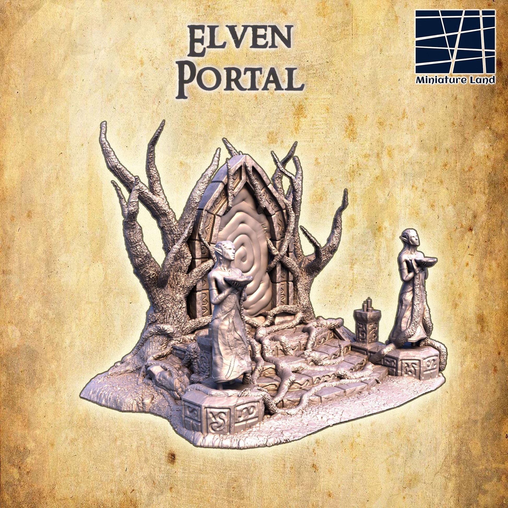 Elven Portal | 28mm Scale Model Terrain | D&D TTRPG Playable 3D Printed Building | MiniatureLand