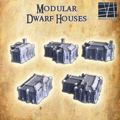 Dwarf Houses | 28mm Scale Model Terrain | D&D TTRPG Playable 3D Printed Building | MiniatureLand